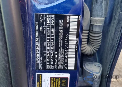 2018 Mercedes-Benz Glc 300 4Matic z USA, uszkodzony, nr VIN WDC0G4KB4JV018565